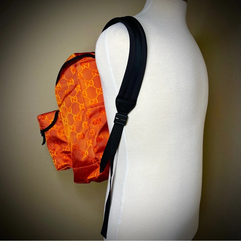 GUCCI Off The Grid Backpack Econyl Orange GG Logo Sustainable Rucksack Luxurious - Picture 3 of 16